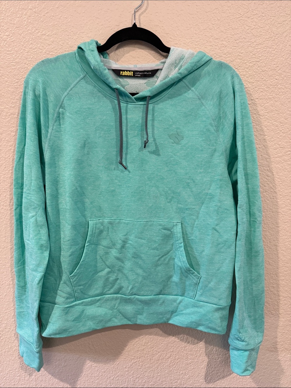 Run Rabbit turquoise hooded sweatshirt